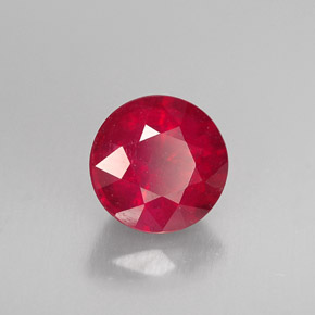 Rubi vermelho natural 1,25ct, corte redondo, VS-SI