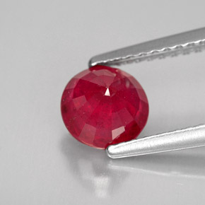 Rubi vermelho natural 1,25ct, corte redondo, VS-SI