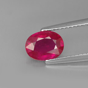 Rubi vermelho natural 1,62ct, corte oval, VS-SI