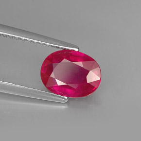 Rubi vermelho natural 1,62ct, corte oval, VS-SI