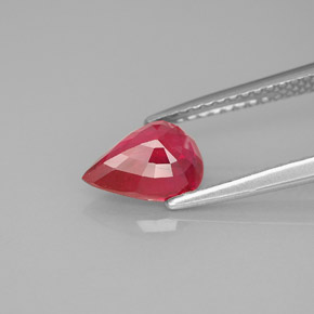 Rubi vermelho natural 1,53ct, formato de pêra, VS-SI
