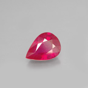 Rubi vermelho natural 1,37ct, formato de pêra, VS-SI