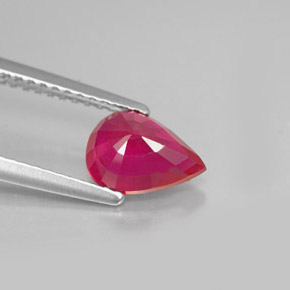 Rubi vermelho natural 1,37ct, formato de pêra, VS-SI