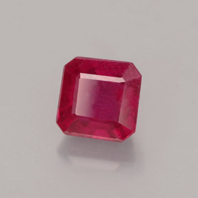 Rubi vermelho natural 1,55ct, corte esmeralda, SI