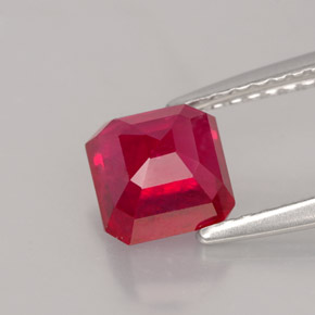 Rubi vermelho natural 1,79ct, corte esmeralda, VS-SI