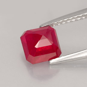 Rubi vermelho natural 1,77ct, corte esmeralda, SI