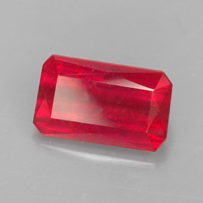 Rubi vermelho natural 1,77ct, corte esmeralda, VS-SI