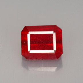 Rubi vermelho natural 3,28ct, corte esmeralda, VS-SI