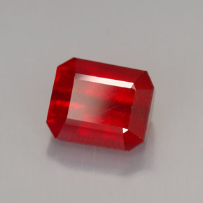 Rubi vermelho natural 3,28ct, corte esmeralda, VS-SI