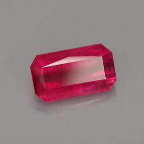 Rubi vermelho natural 1,52ct, corte esmeralda, VS-SI
