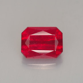 Rubi vermelho natural 1,67ct, corte esmeralda, SI