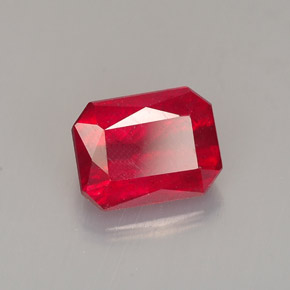 Rubi vermelho natural 1,67ct, corte esmeralda, SI