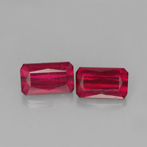 Pedras preciosas de rubi vermelho natural de  ct, corte esmeralda, SI