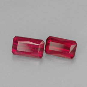 Pedras preciosas de rubi vermelho natural de  ct, corte esmeralda, SI