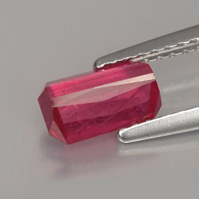 Rubi vermelho natural 1,13ct, corte esmeralda, VS-SI