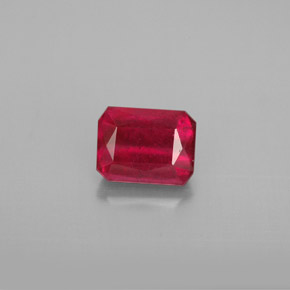 Rubi vermelho natural 1,35ct, corte esmeralda, SI
