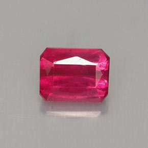 Rubi vermelho natural 1,00ct, corte esmeralda, VS-SI
