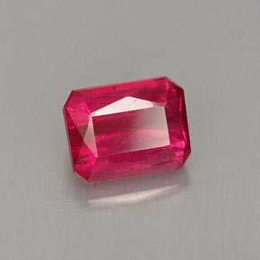 Rubi vermelho natural 1,00ct, corte esmeralda, VS-SI