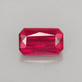 Rubi vermelho natural 1,61ct, corte esmeralda, SI