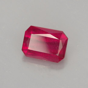 Rubi vermelho natural 1,68ct, corte esmeralda, SI