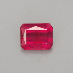 Rubi vermelho natural 1,29ct, corte esmeralda, SI