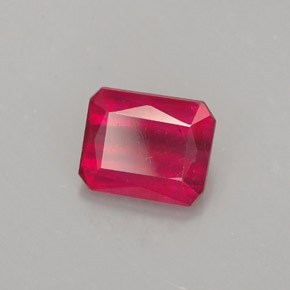 Rubi vermelho natural 1,29ct, corte esmeralda, SI