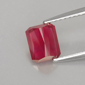 Rubi vermelho natural 1,29ct, corte esmeralda, SI
