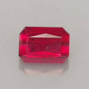 Rubi vermelho natural 1,54ct, corte esmeralda, SI
