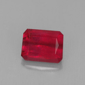 Rubi vermelho natural 1,58ct, corte esmeralda, SI