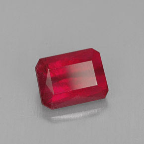 Rubi vermelho natural 1,58ct, corte esmeralda, SI