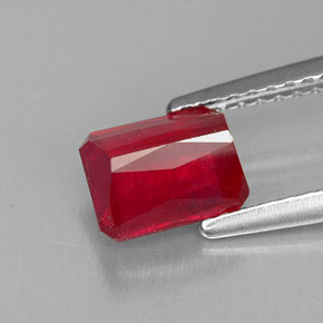 Rubi vermelho natural 1,58ct, corte esmeralda, SI