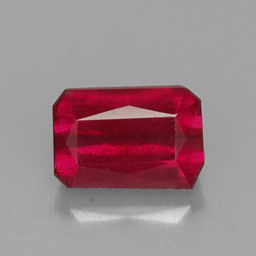 Rubi vermelho natural 1,06ct, corte esmeralda, SI