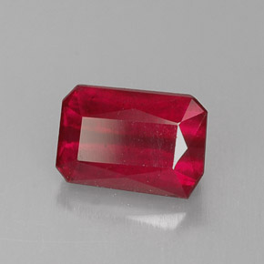Rubi vermelho natural 1,06ct, corte esmeralda, SI