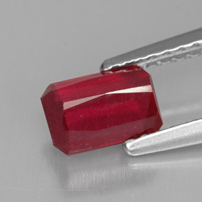 Rubi vermelho natural 1,06ct, corte esmeralda, SI