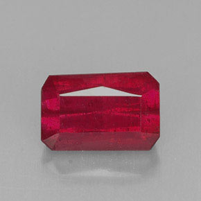 Rubi vermelho natural 1,24ct, corte esmeralda, SI