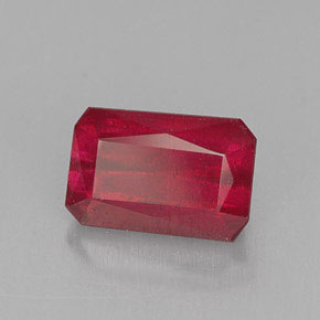 Rubi vermelho natural 1,24ct, corte esmeralda, SI