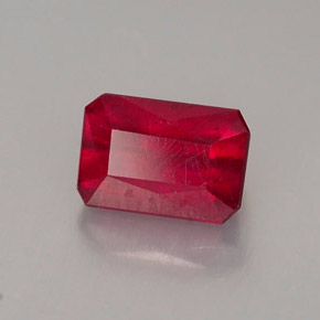 Rubi vermelho natural 1,26ct, corte esmeralda, SI