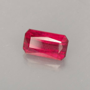 Rubi vermelho natural 1,14ct, corte esmeralda, SI