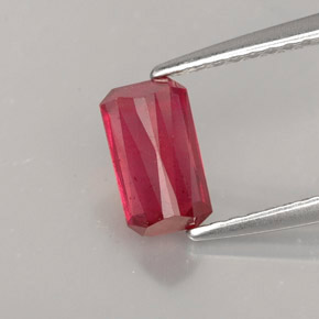 Rubi vermelho natural 1,14ct, corte esmeralda, SI