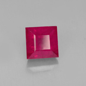 Rubi vermelho natural 2,18ct, quadrado, SI
