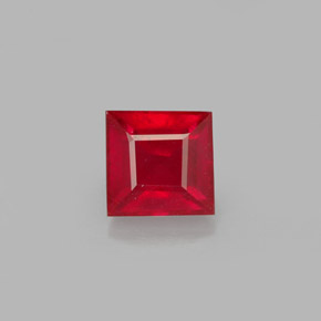 Rubi vermelho natural 0,87ct, quadrado, VS-SI