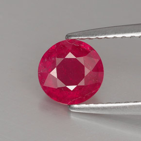 Rubi vermelho natural 1,06ct, corte redondo, VS-SI