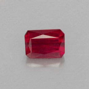 Rubi vermelho natural 1,29ct, corte esmeralda, VS-SI