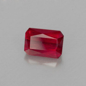 Rubi vermelho natural 1,29ct, corte esmeralda, VS-SI