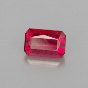 Rubi vermelho natural 1,24ct, corte esmeralda, VS-SI