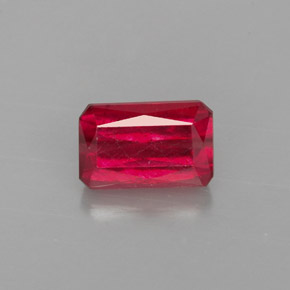 Rubi vermelho natural 1,25ct, corte esmeralda, VS-SI