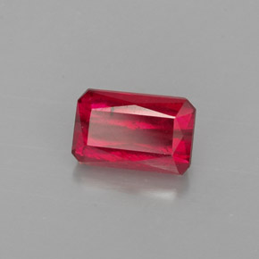 Rubi vermelho natural 1,25ct, corte esmeralda, VS-SI