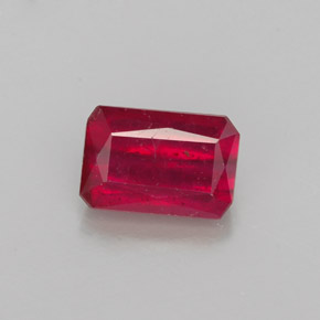 Rubi vermelho natural 1,29ct, corte esmeralda, SI