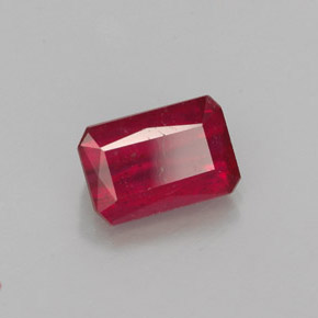 Rubi vermelho natural 1,29ct, corte esmeralda, SI