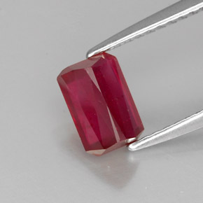 Rubi vermelho natural 1,29ct, corte esmeralda, SI
